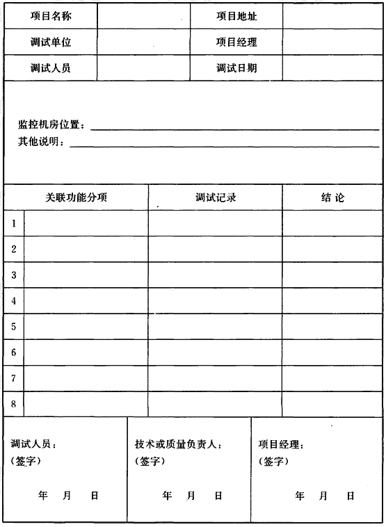 表C.0.4 与其他智能化系统关联功能调试记录