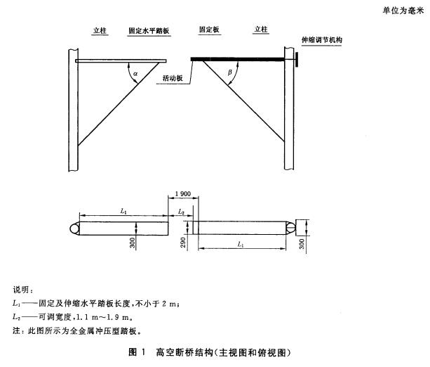 高空断桥结构（主视图和俯视图）