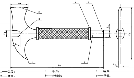 图1 消防腰斧的外形示意图