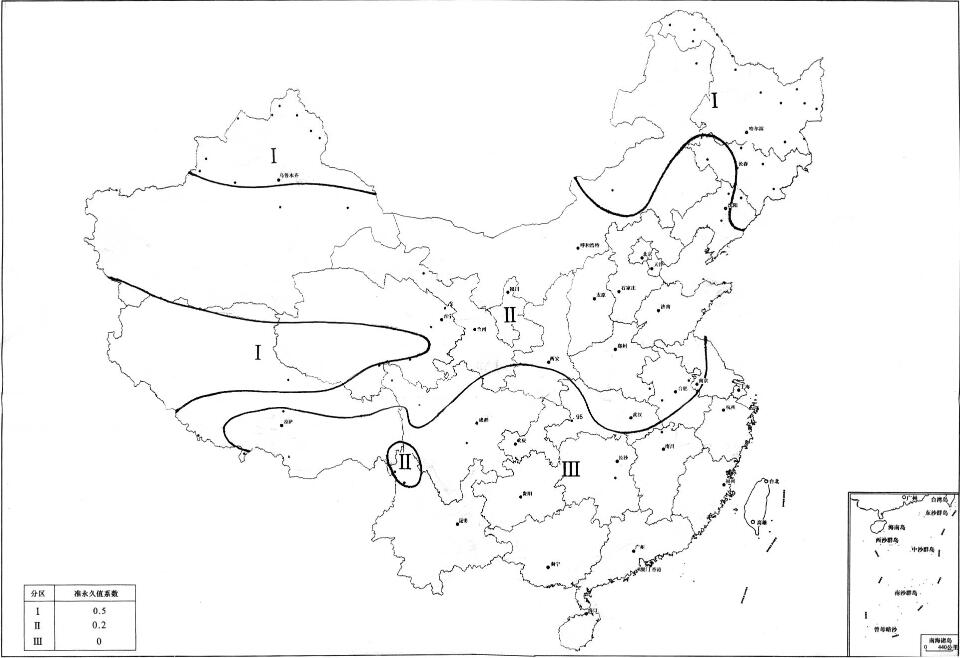 雪荷载准永久值系数分区图