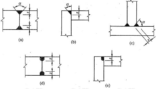  部分焊透的对接焊缝和其与角焊缝的组合焊缝截面
