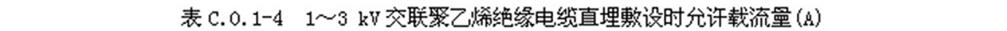 1～3kV交联聚氯乙烯绝缘电缆直埋敷设时允许载流量（A）