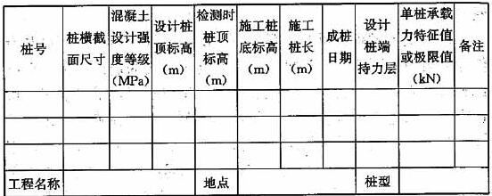 受检桩设计施工概况表 