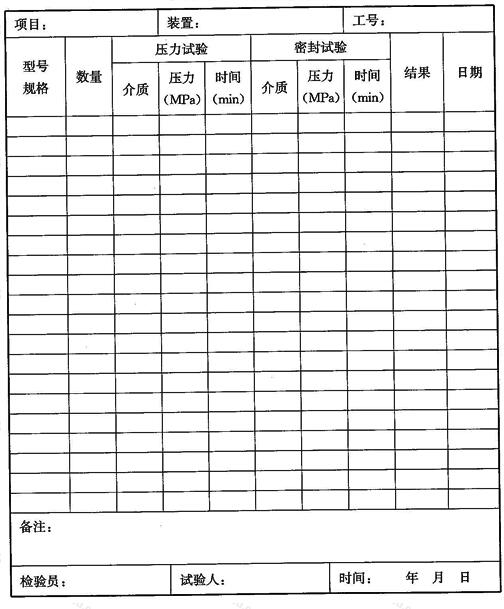 阀门试验记录