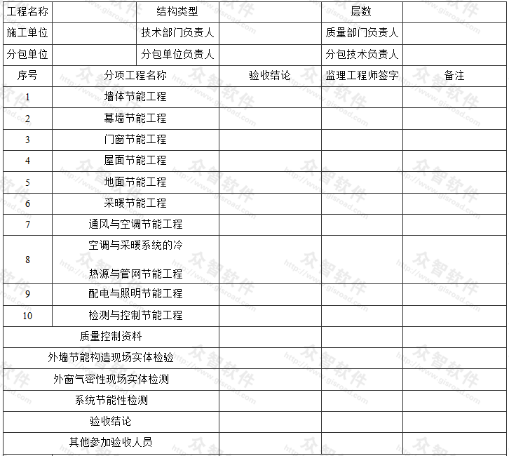 建筑节能分部工程质量验收表