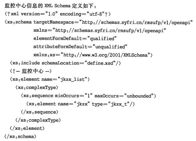 监控中心信息XML Schema定义