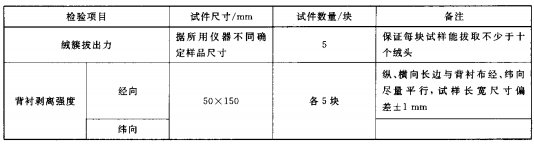 机制地毯理化性能的样品大小及数量