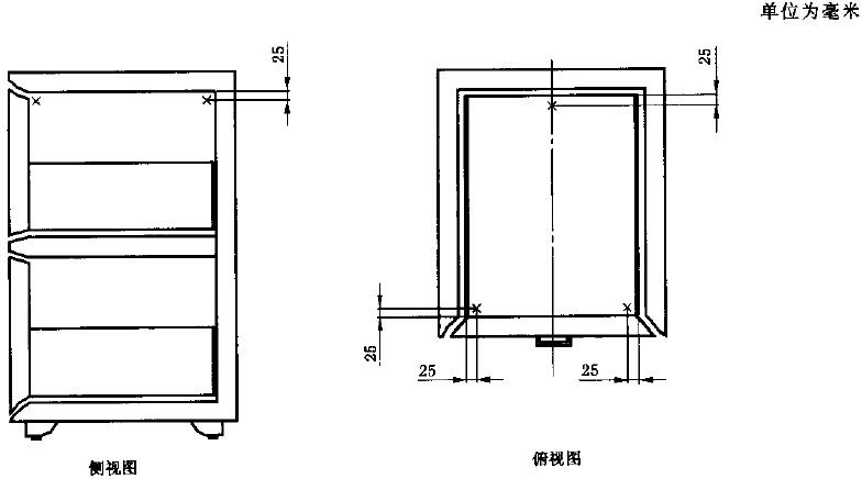 图5    D类和DIS类试件第1层抽屉测温点布置示意图