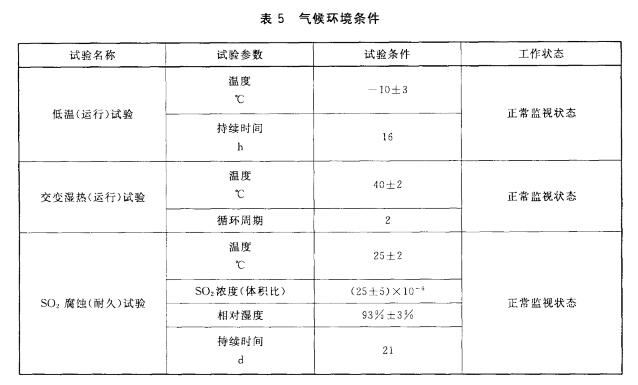 表5气候环境条件