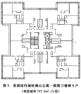 美国纽约福哈姆山公寓一部剪刀楼梯8户