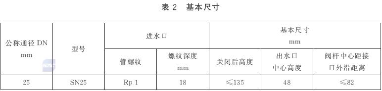 表2 基本尺寸