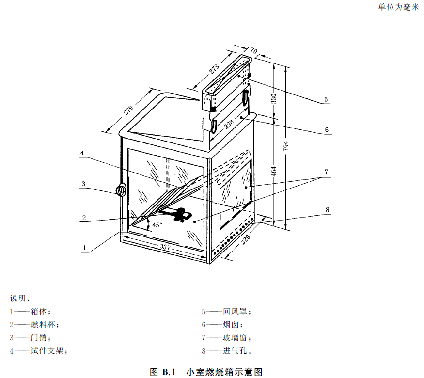 图B.1 小室燃烧箱示意图