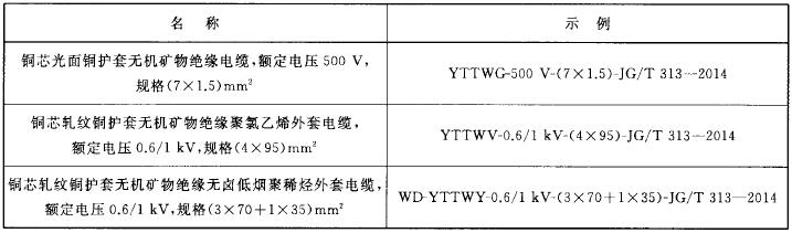 表3 电缆标记示例