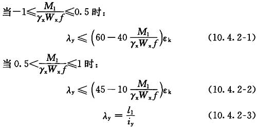 支承点与其相邻支承点间构件的长细比λy