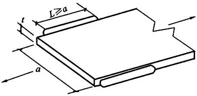 图11.3.4 承受动载不需进行疲劳验算时构件端部纵向角焊缝长度及间距要求