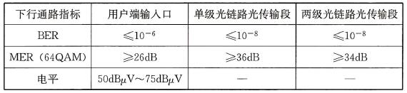 表31 数字电视下行通路指标