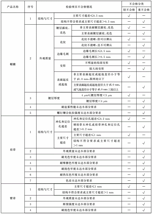 表9 不合格分类