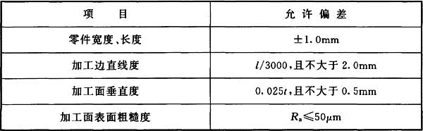 表7.4.2 边缘加工的允许偏差