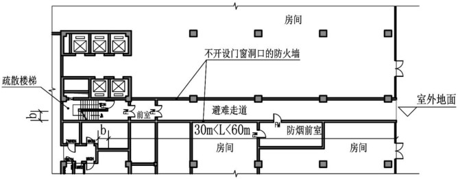 附图4.2.2 设置避难走道通至室外