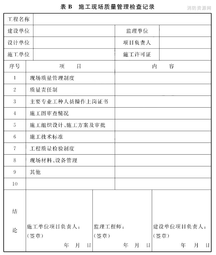 施工现场质量管理检查记录