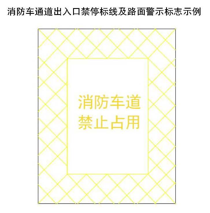 消防车通道出入口禁停标线及路面警示标志示例