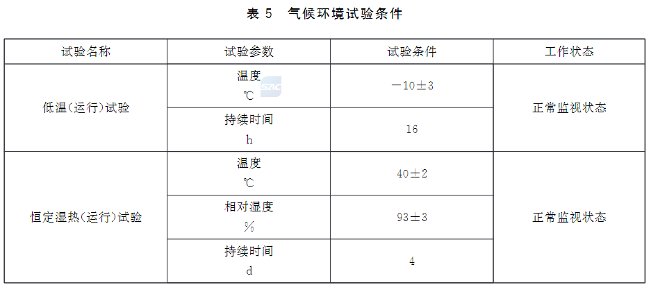 表5 气候环境试验条件