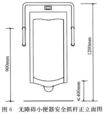 图6 无障碍小便器安全抓杆正立面图