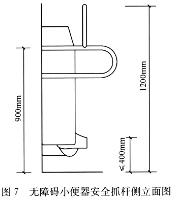 图7 无障碍小便器安全抓杆侧立面图