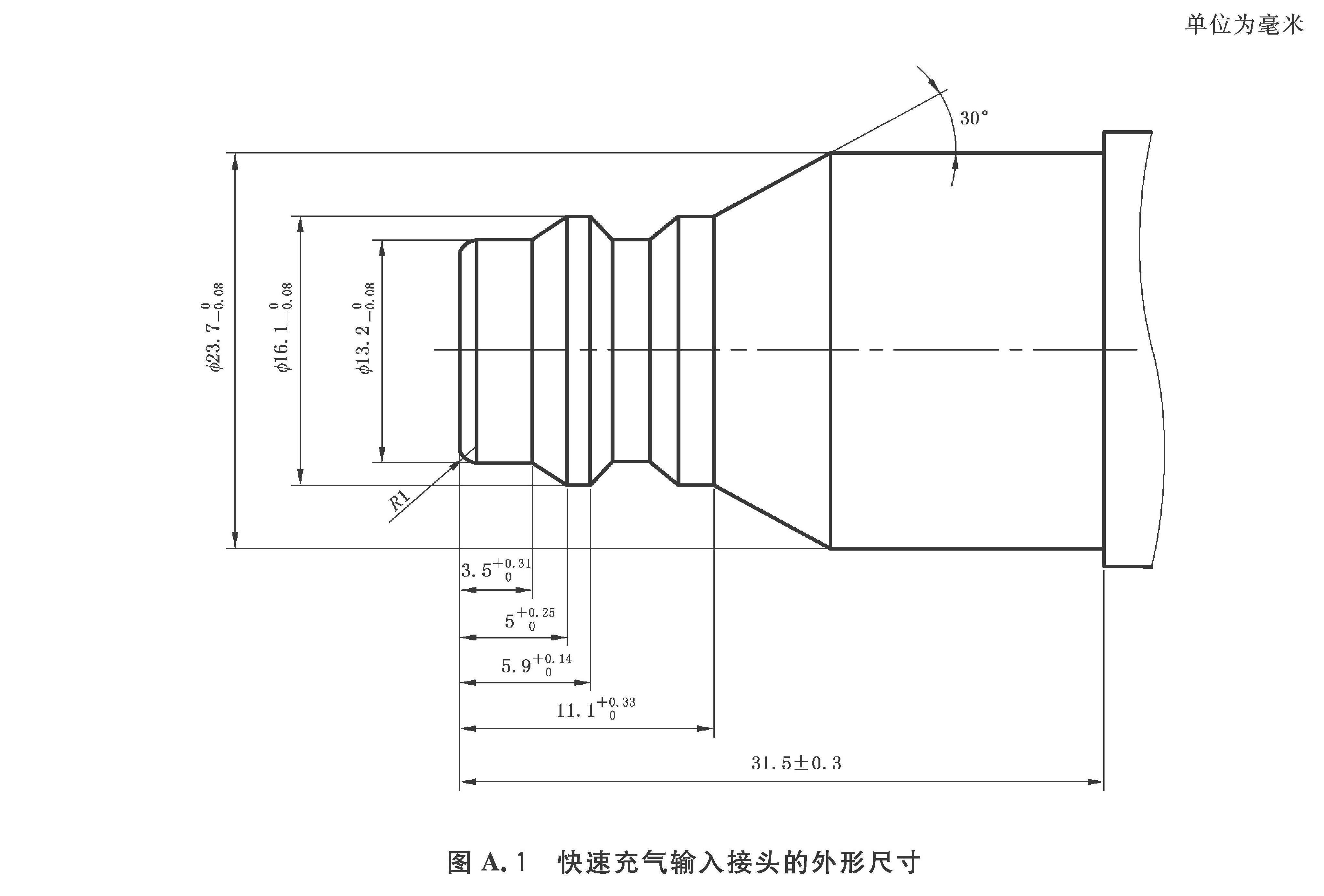 快速充气输入接头的外形尺寸