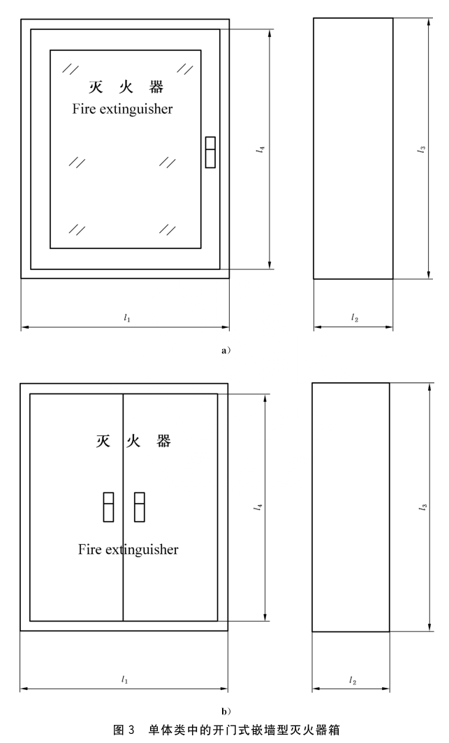 图3 单体类中的开门式嵌墙型灭火器箱