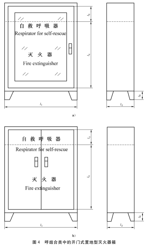 图4 呼组合类中的开门式置地型灭火器箱