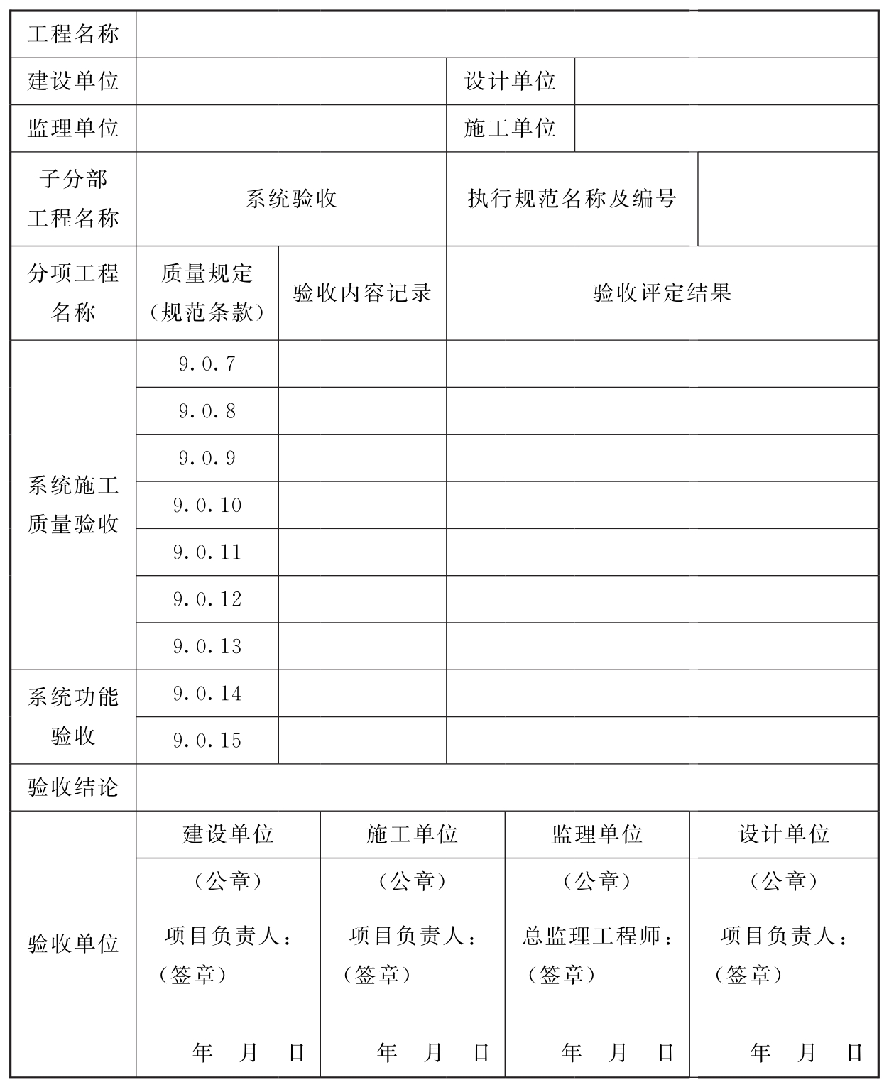 表F 水喷雾灭火系统验收记录