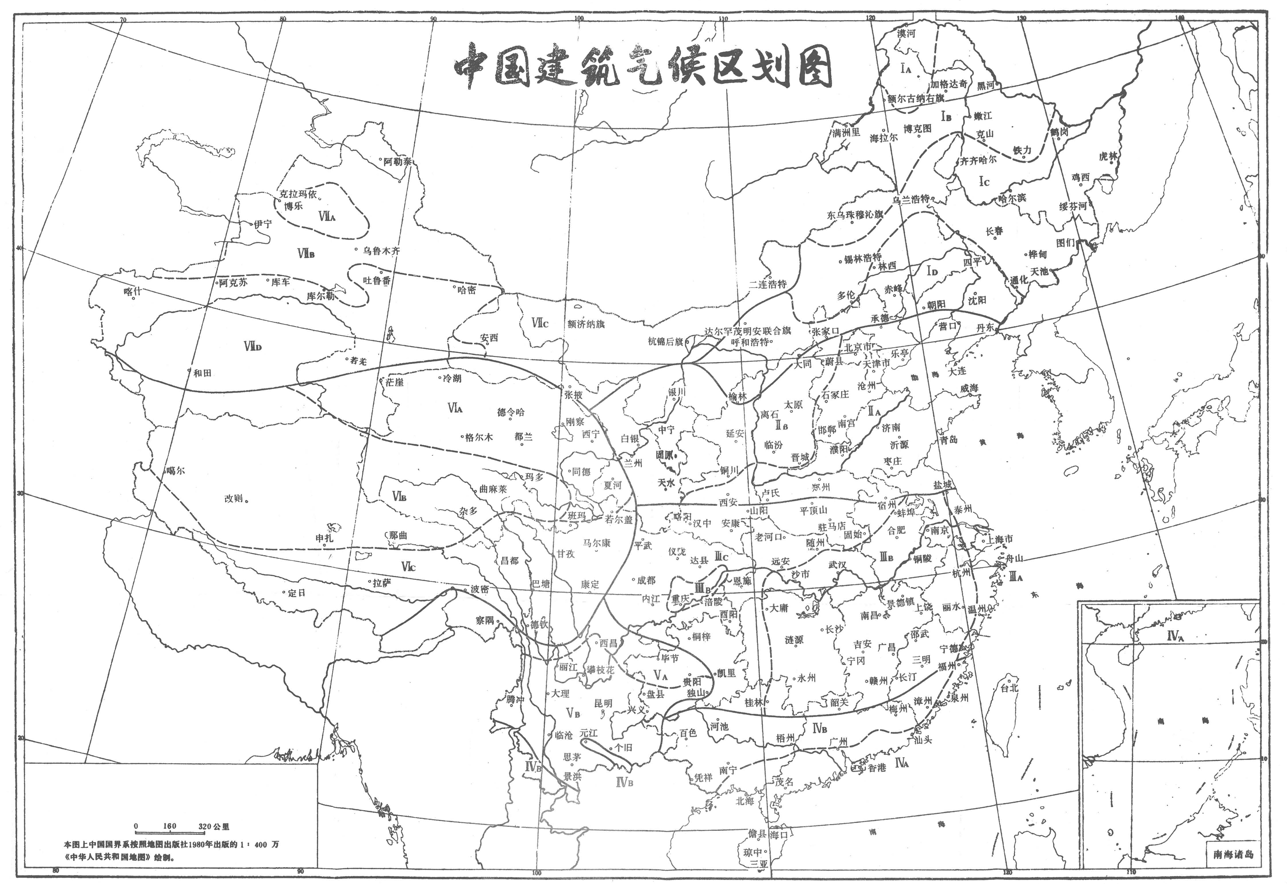 中国建筑气候区划图