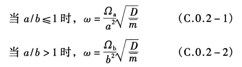  双向薄板挠曲型自振圆频率ω(l/s)