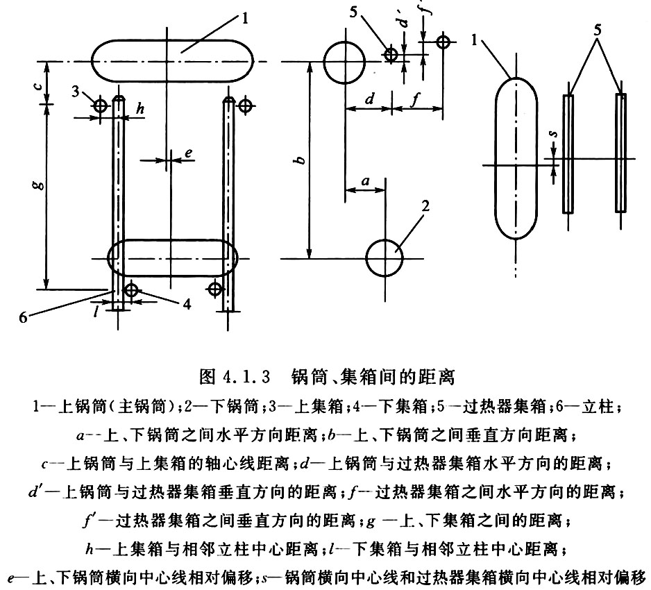 图4.1.3锅筒、集箱间的距离